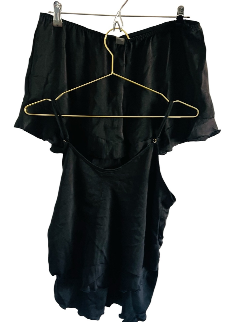 BlueBella Black Satin Cami and Ruffle Short Set